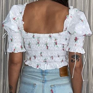 For Love & Lemons Tarte Eyelet Smocked Blouse
